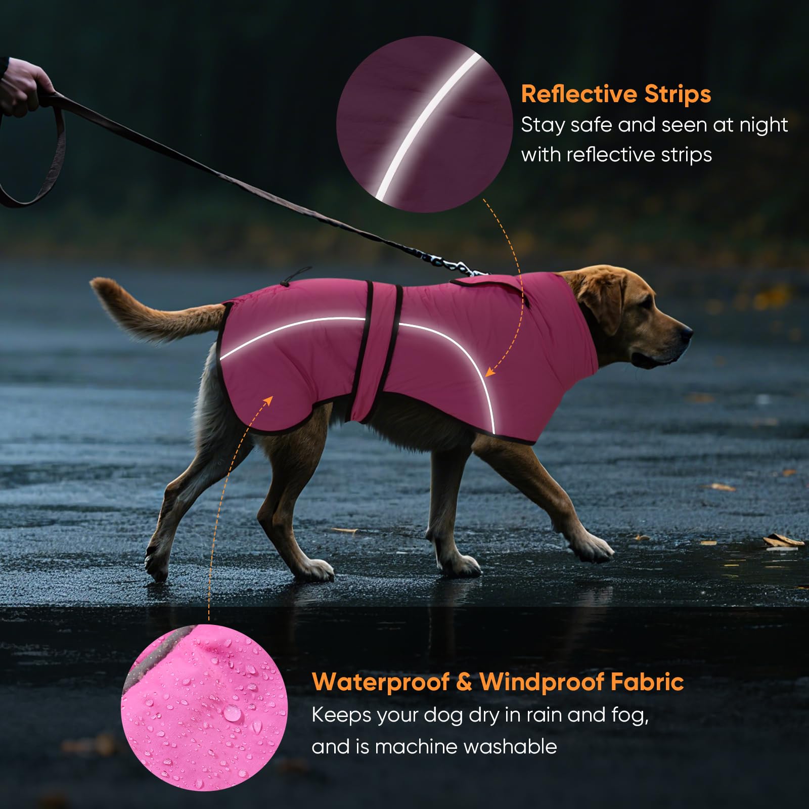 Dotoner plush fleece lining keeps your dog warm on cold walks