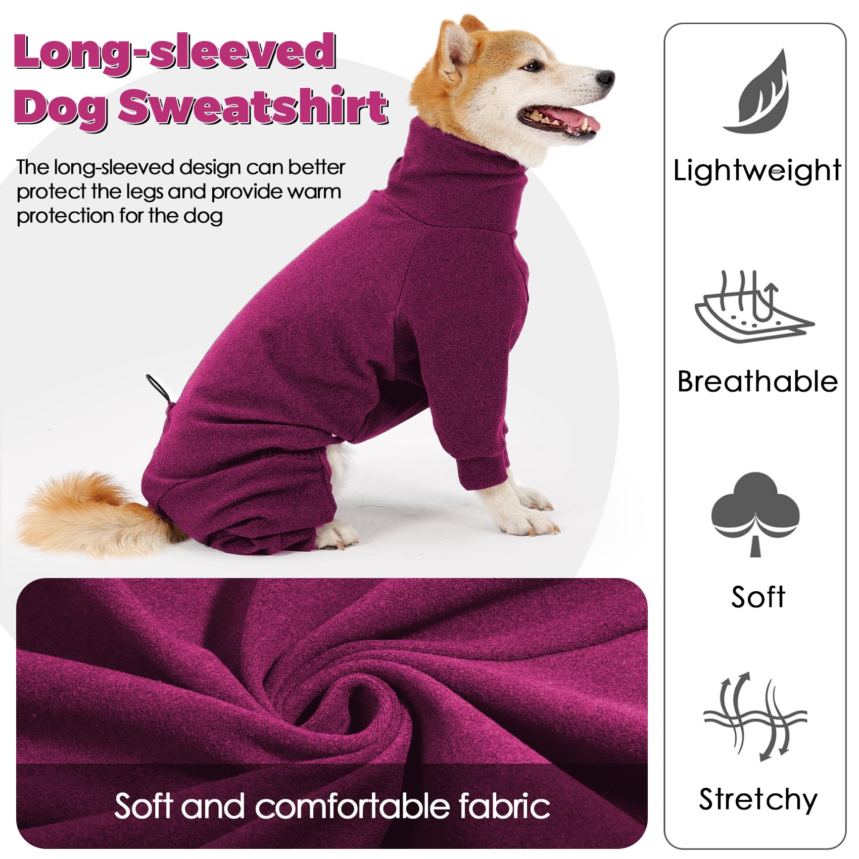 Dotoner pullover features abdominal belt and tail drawstring for easy fit