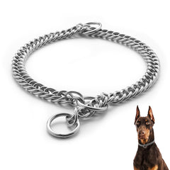 Double-Twist Link Training Choker Collar closeup shows durable stainless steel links for confident control.