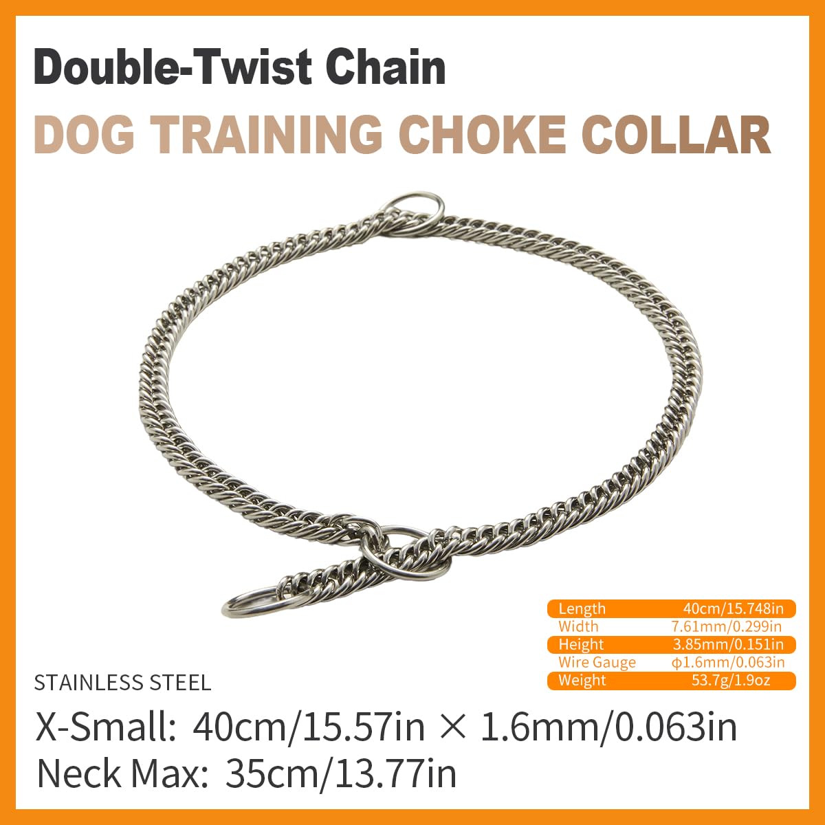 Double-Twist Link Training Choker Collar worn on a dog during a calm walking session.