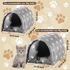 DoubleFill insulated cat house close-up shows cozy interior for lounging.