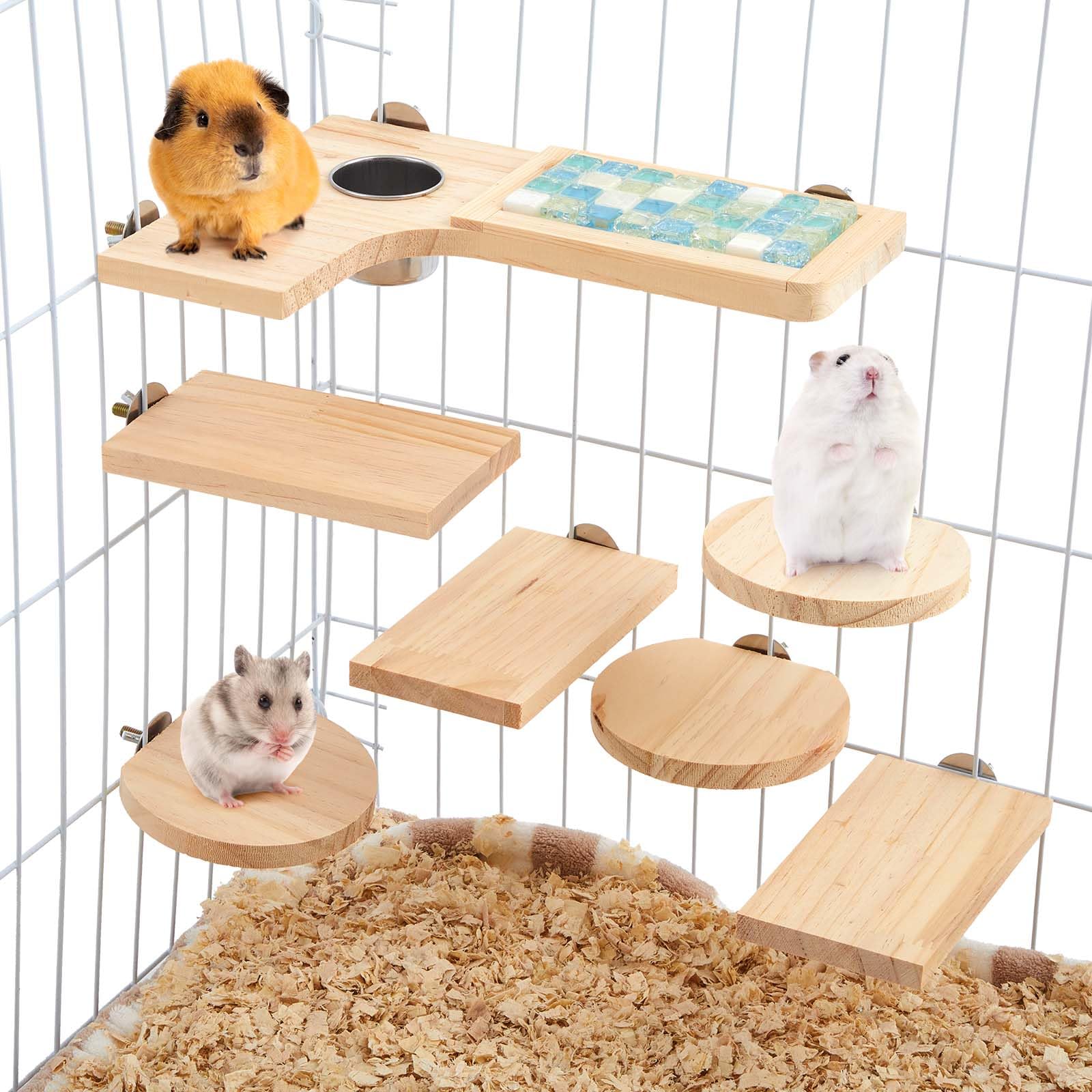 DoubleFill L-shaped platform in natural wood offers safe climbing and exercise space