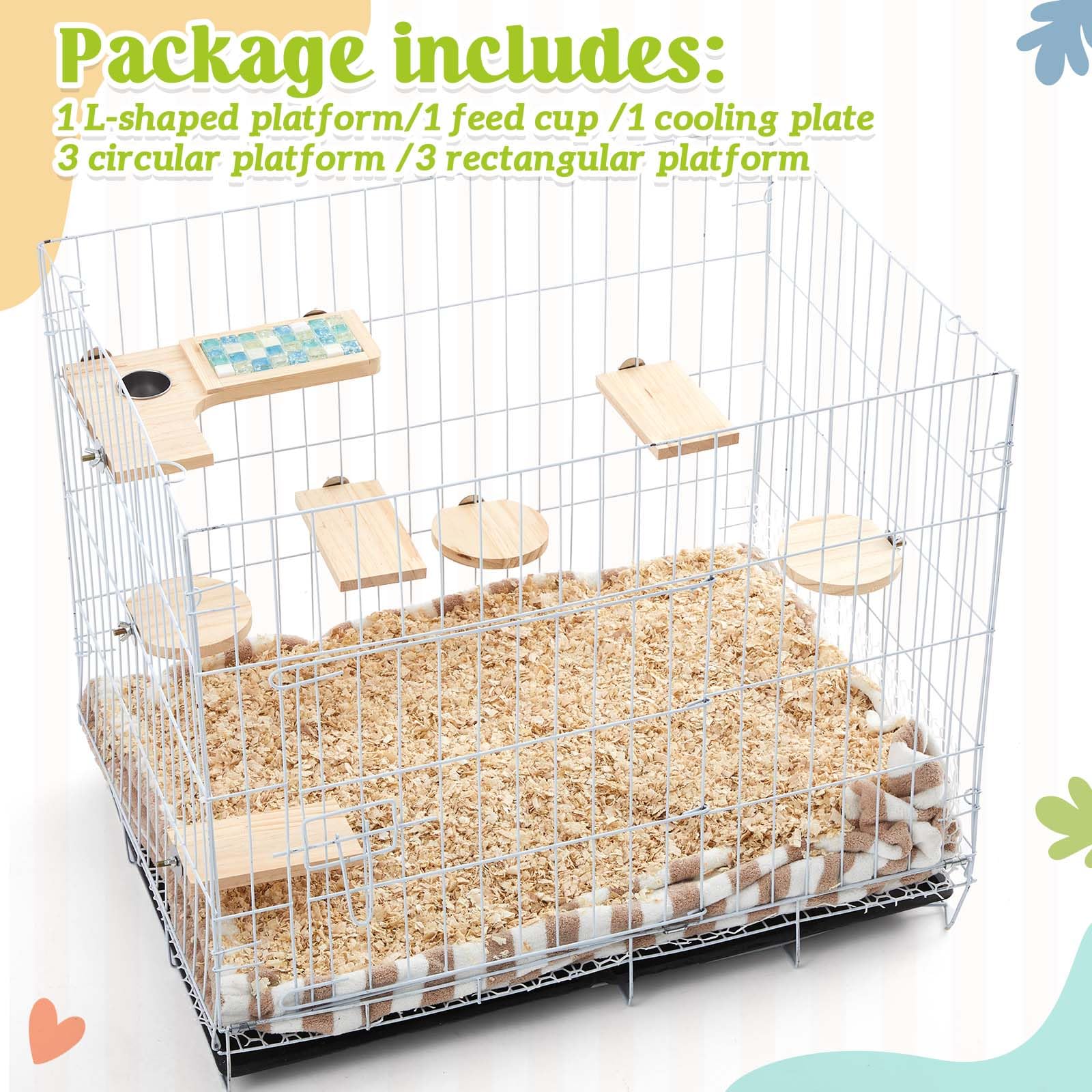DoubleFill round wooden board helps pets explore and jump within the habitat