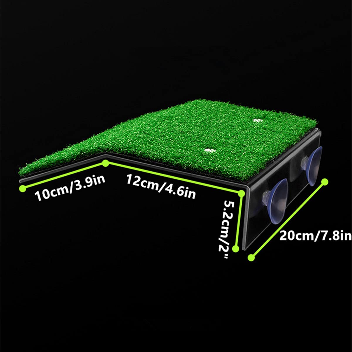 DoubleWood lawn turtle basking platform side angle highlights secure suction cups for steady placement.