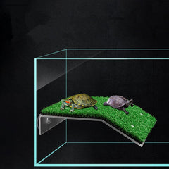 DoubleWood lawn turtle basking platform suction cups detail shows anti-slip stability on glass or acrylic.