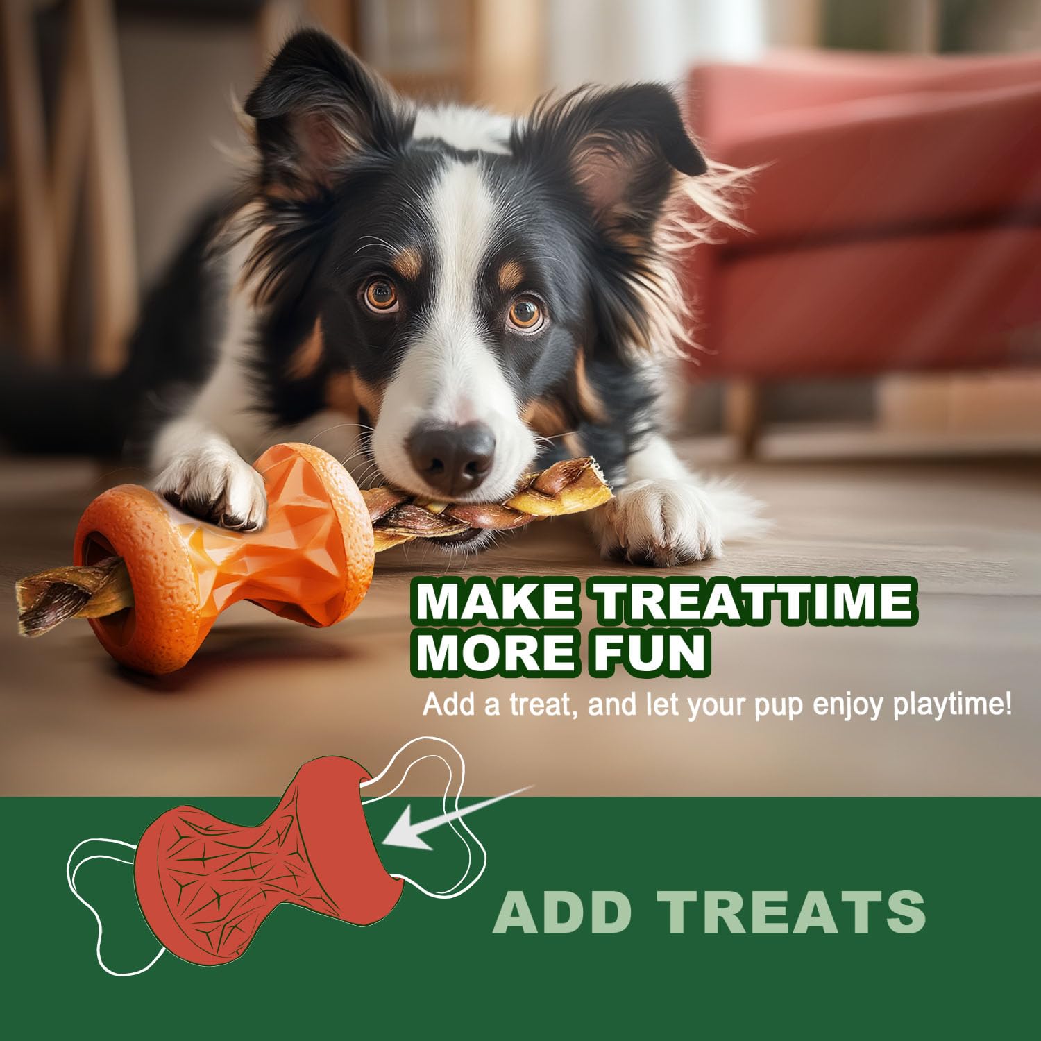 Doudele slow-feeder design promotes mindful chewing during meals for large dogs.