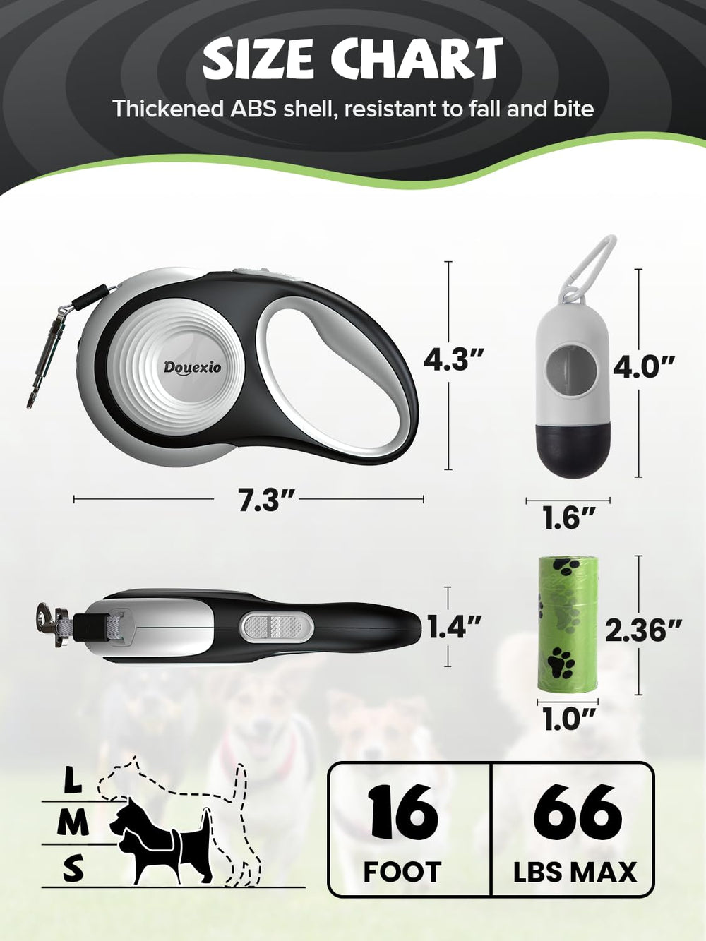 Douexio LED flashlight on leash enhances visibility during night walks.