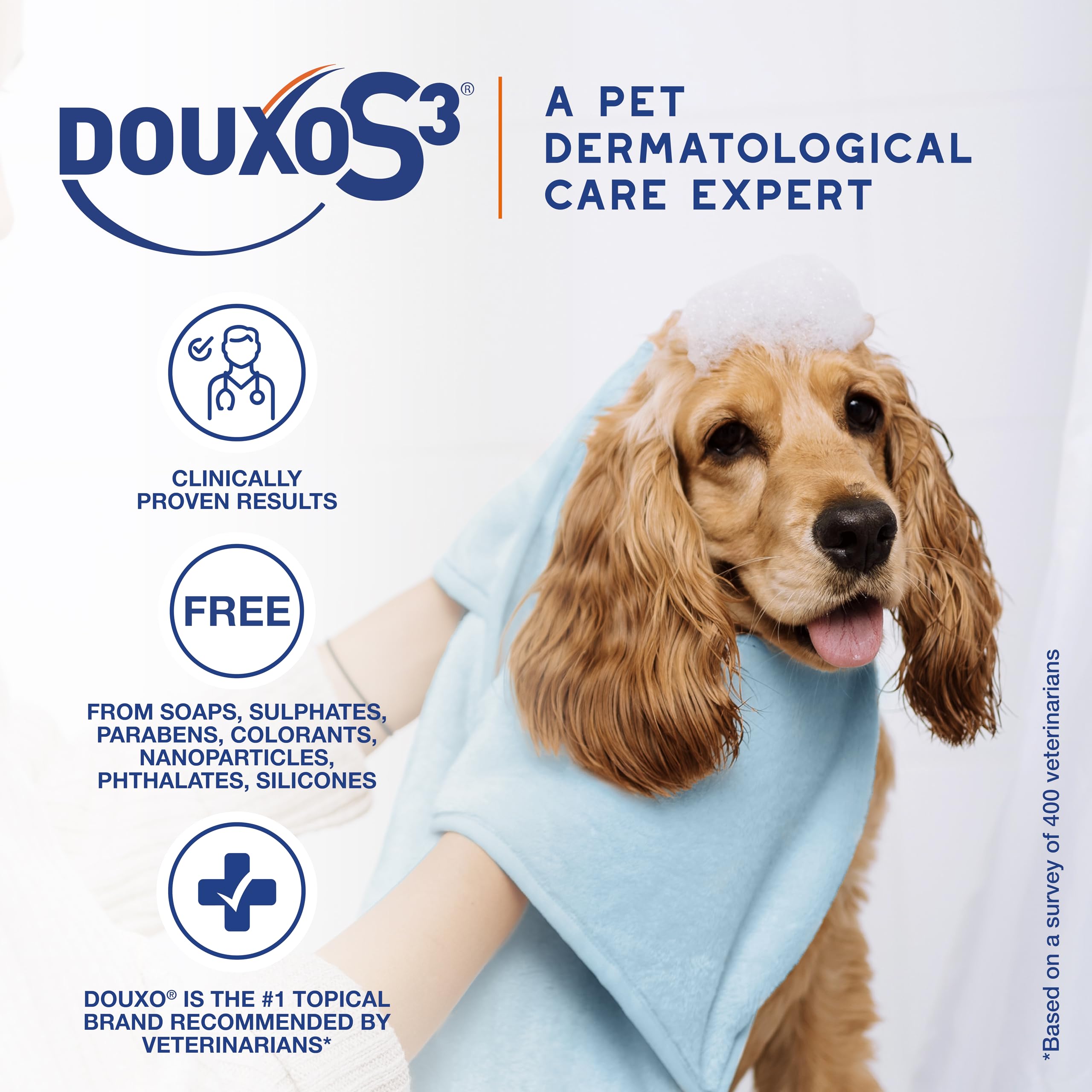 Douxo S3 Pyo Pads on fur showing hydration and detangling effects