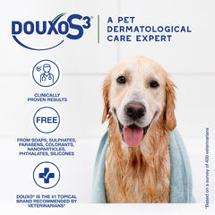 DOUXO S3 SEB Shampoo after-use dog coat appears soft and shiny.