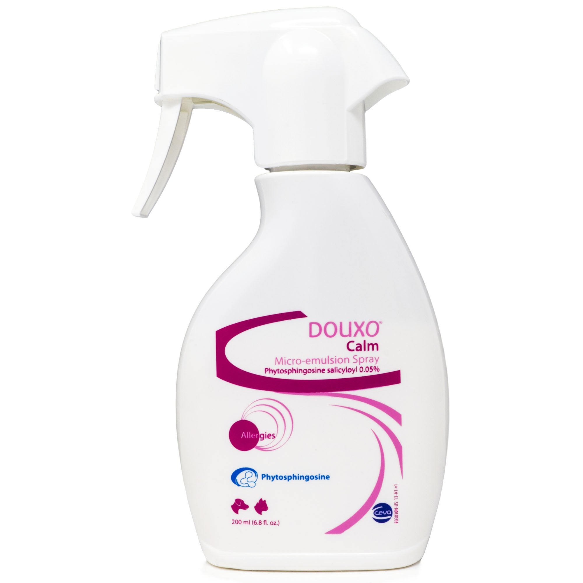 Douxo Calm Allergy Microemulsion bottle front view for soothing irritated skin.