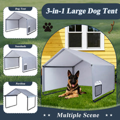 DOVACS dog pavilion summer breeze provides open-air shade for large breeds.