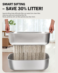 DOWANQO sifting litter scoop and holder speeds mess disposal.