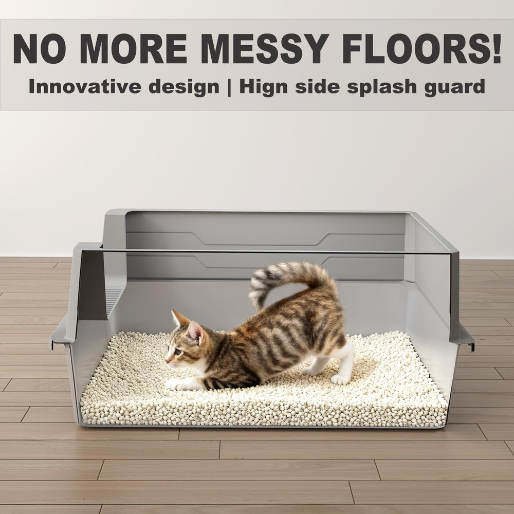 DOWANQO open-top litter box design offers clear visibility and safe access.