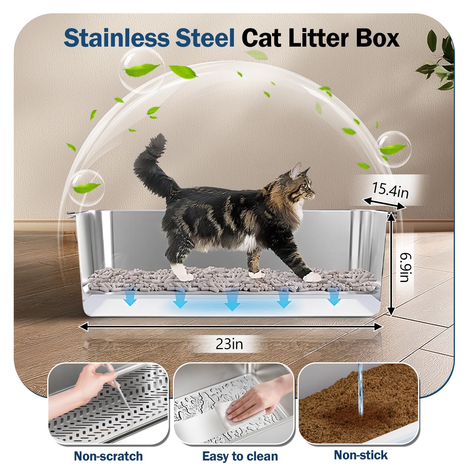 DOWANQO open-top litter box design for clear visibility and access