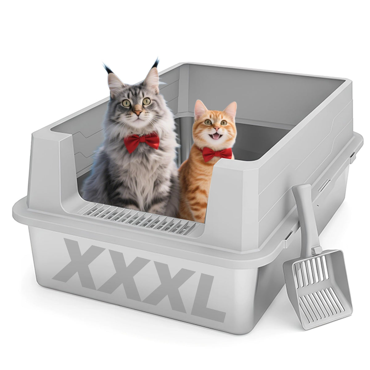 DOWANQO stainless steel sifting litter box with lid shows durable, rust-resistant construction.