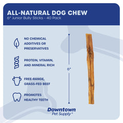 Downtown Pet Supply bully sticks closeup shows meaty texture for satisfying chew sessions.