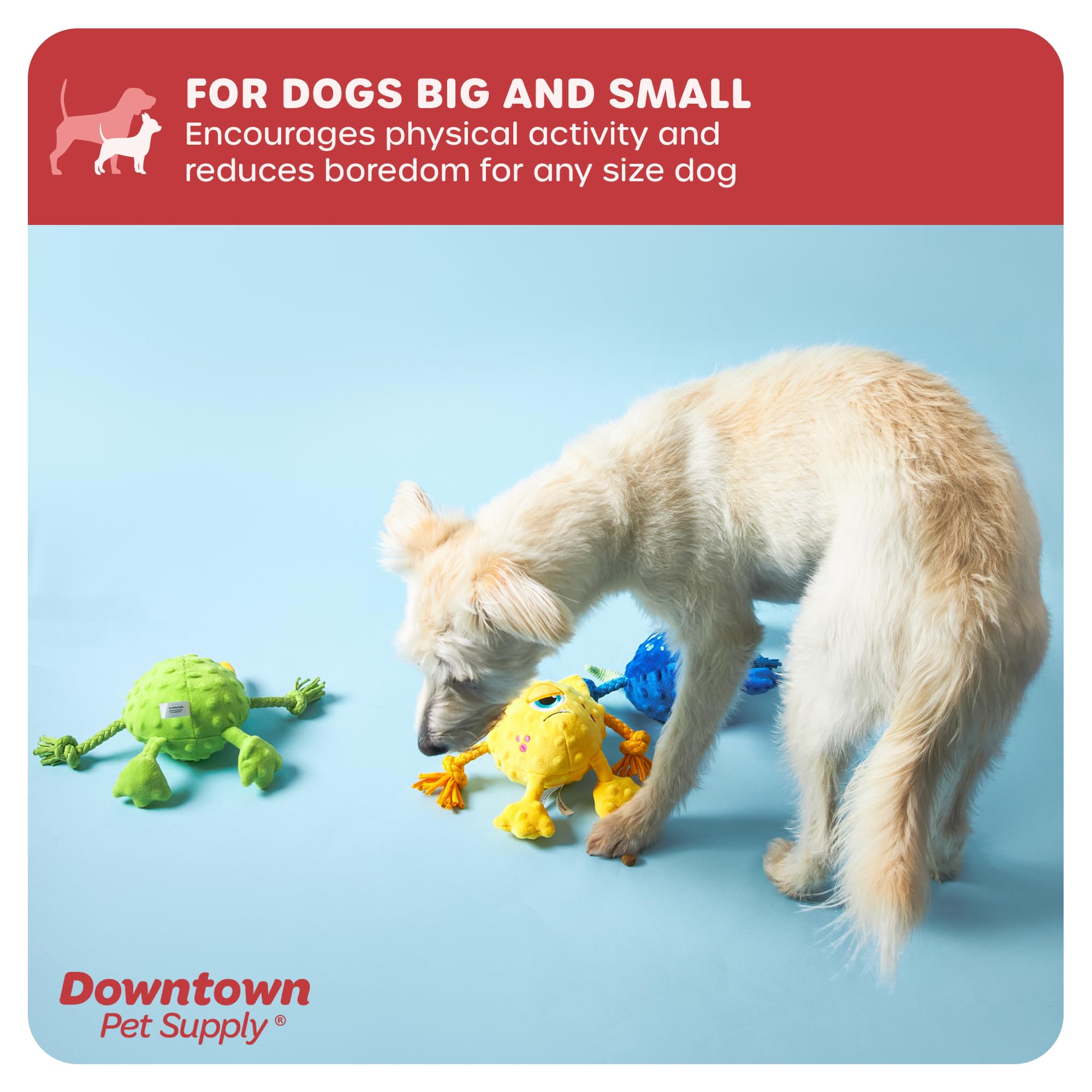 Downtown Pet Supply durable outer plush with double stitching resists tugging and chewing