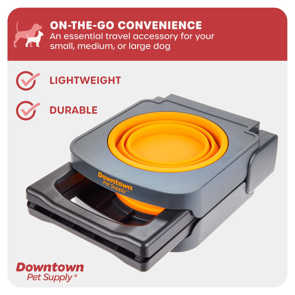 Downtown Pet Supply lightweight travel feeder fits in backpacks for camping trips