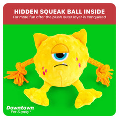 Downtown Pet Supply plush monster chew toy 3 design provides cuddly fetch and tug options
