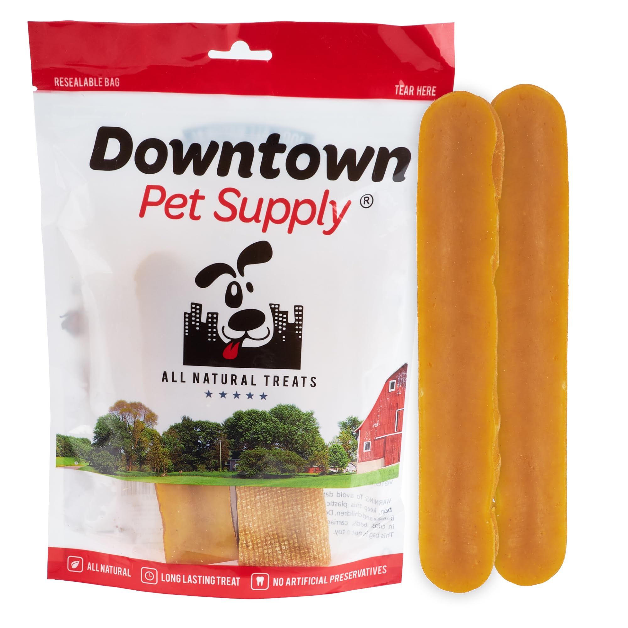Downtown Pet Supply Yak Cheese Himalayan chews pack shot showing long-lasting digestible treats
