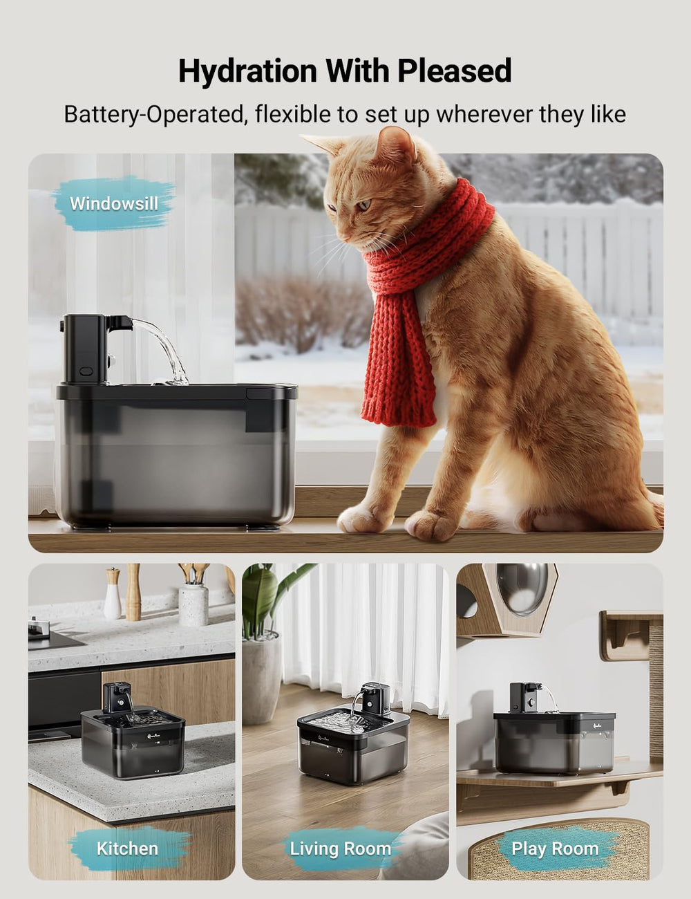 DownyPaws battery section highlights rechargeable power for days