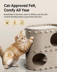 DownyPaws Castle Cat House dual bottom openings encourage group exploration and peeking games.