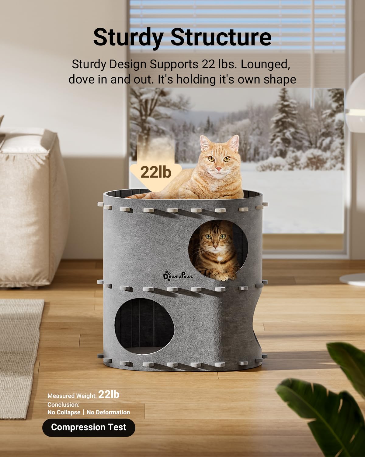 DownyPaws castle folds flat for easy storage between uses.