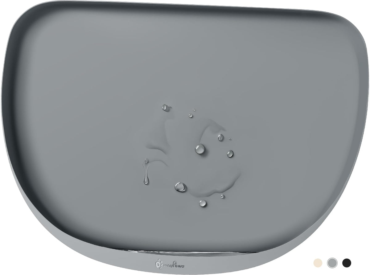 DownyPaws cat-food-mat-waterproof keeps spills contained for clean floors.