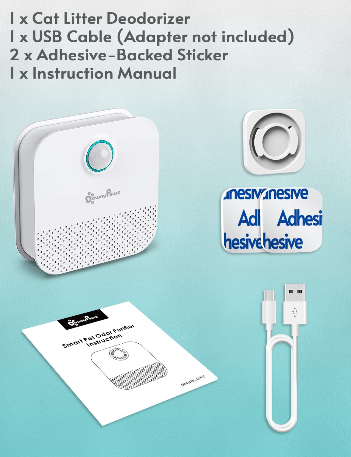 DownyPaws cat litter deodorizer in home setup highlights dust free and odor free environment