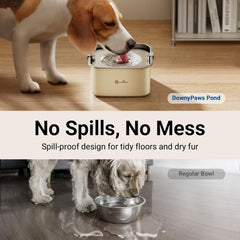 DownyPaws floating disk design keeps water steady for calm drinking