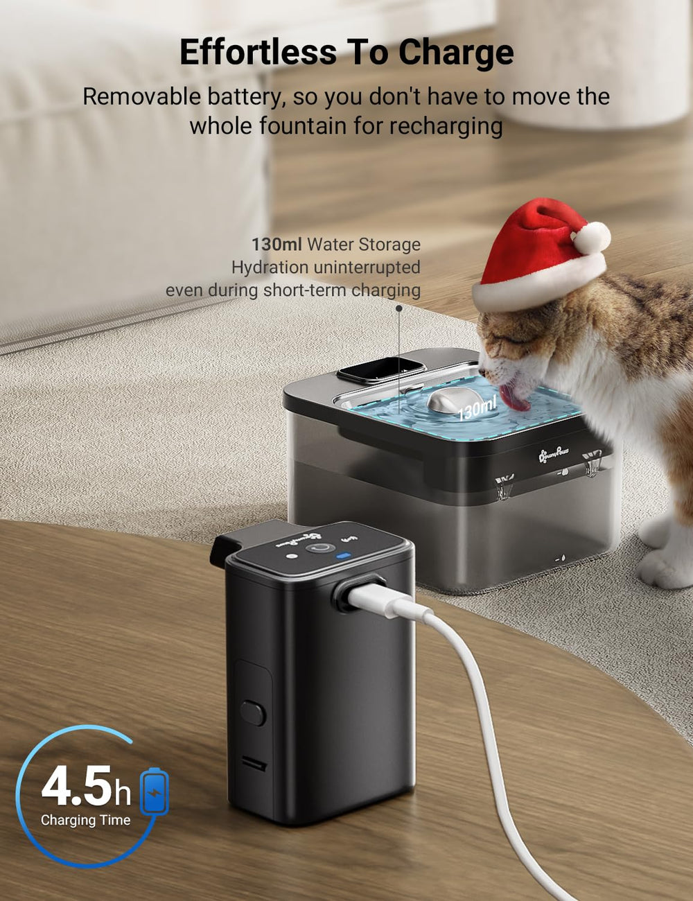 DownyPaws Fursink five-level filtration graphic highlights fresh-tasting, clean water for pets
