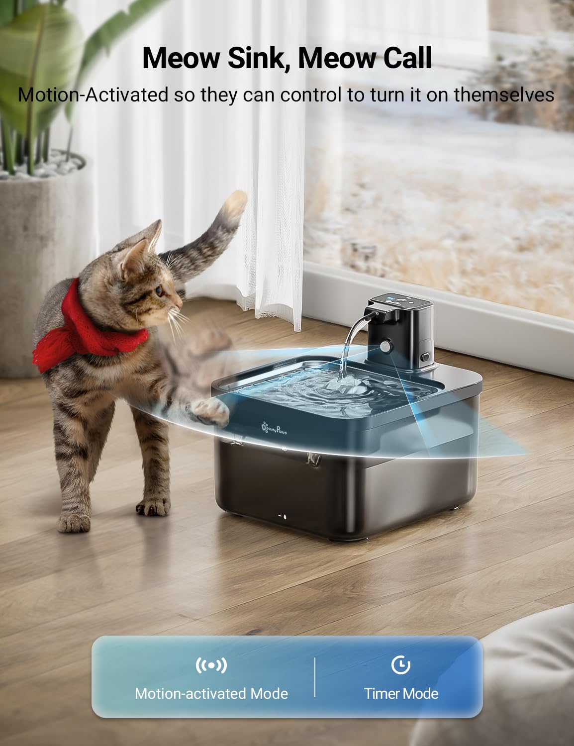 DownyPaws Fursink fast-charging chip feature shown as battery being recharged quickly