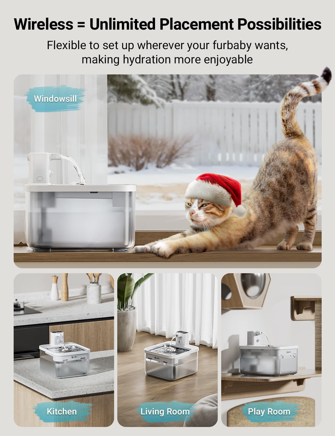 DownyPaws Fursink faucet-style water flow helps simulate natural drinking cues.