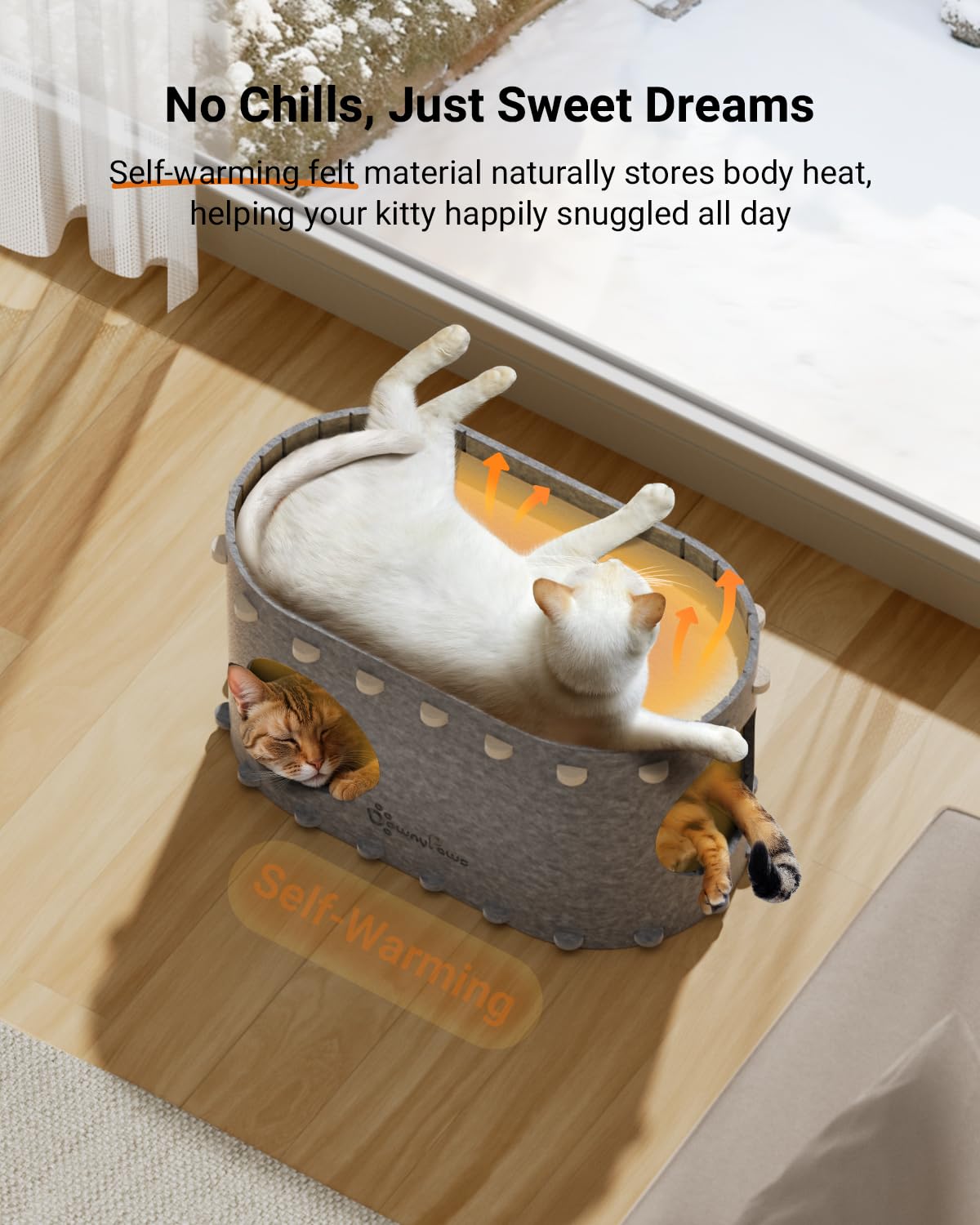 DownyPaws PeekaPurr cat house dual openings support safe shared exploration.