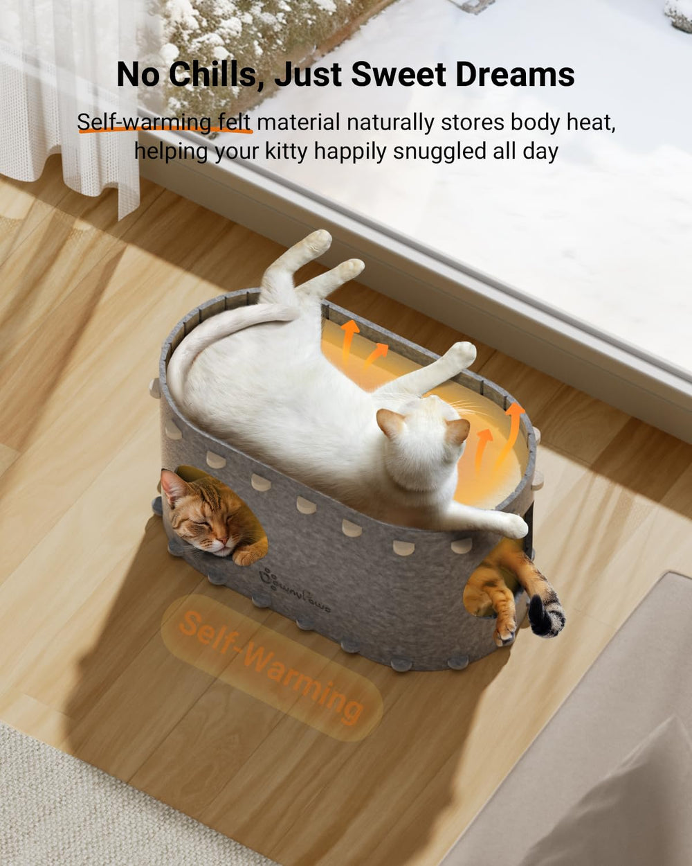 DownyPaws PeekaPurr cat house dual openings support safe shared exploration.
