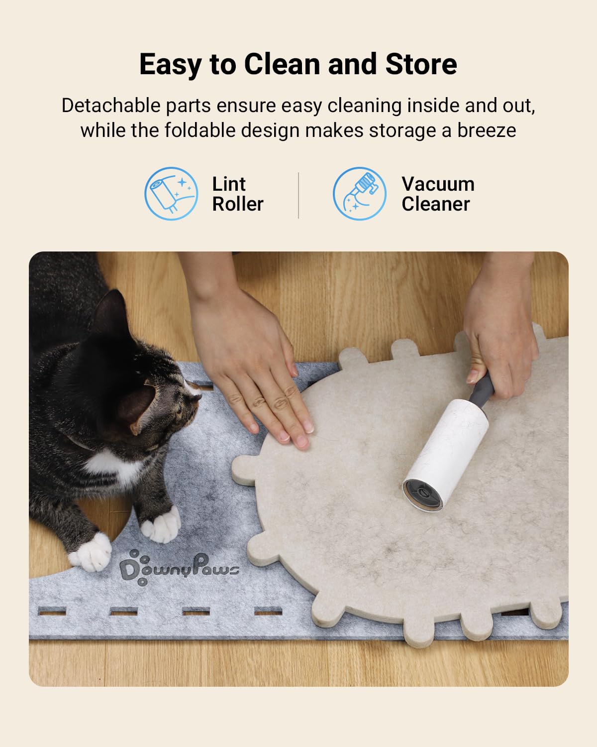 DownyPaws PeekaPurr easy assembly and fold-flat design for quick setup and storage.