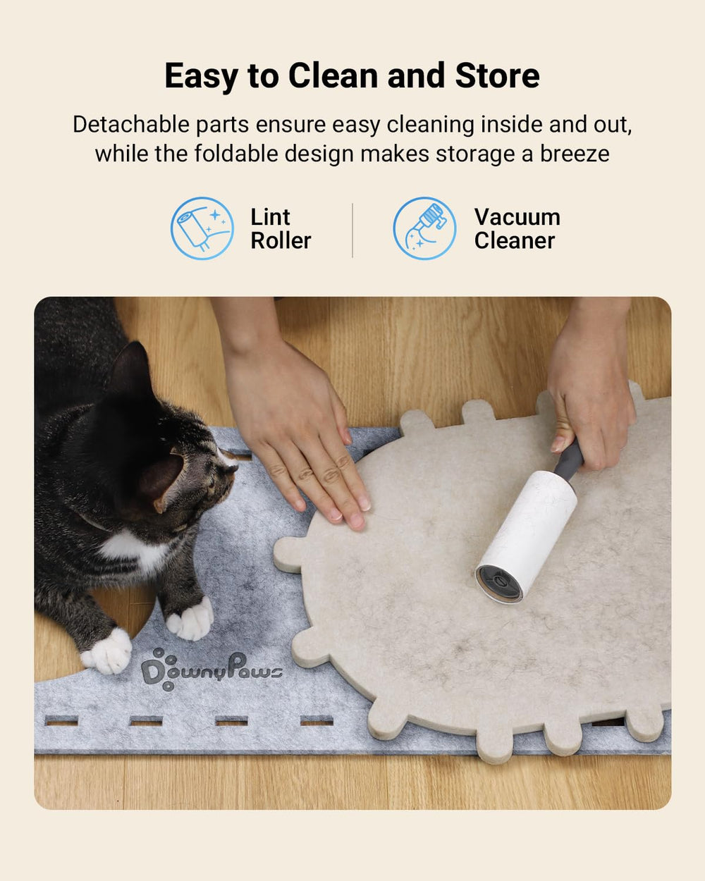 DownyPaws PeekaPurr easy assembly and fold-flat design for quick setup and storage.