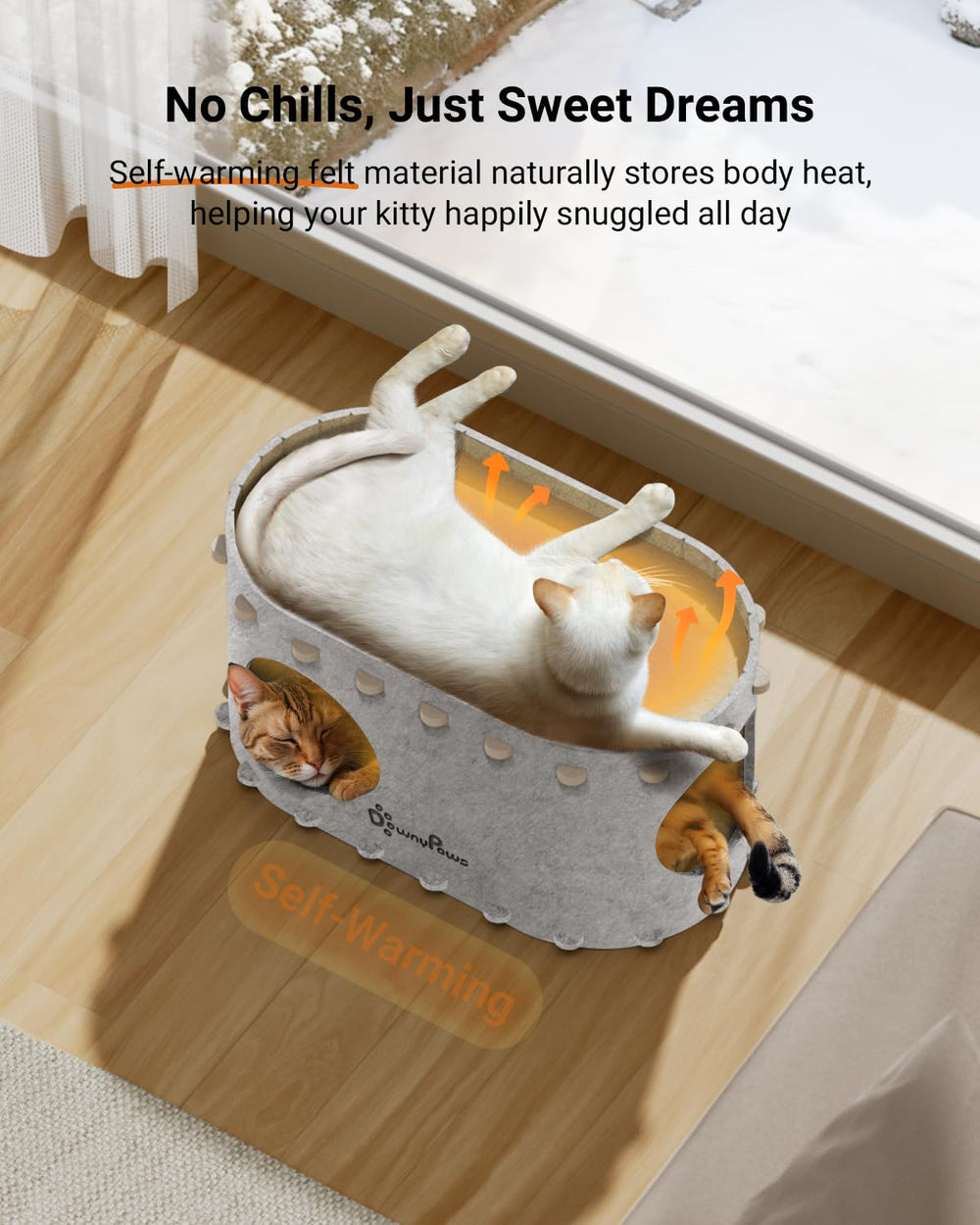DownyPaws PeekaPurr encased openings promote secure retreat and peekaboo exploration.