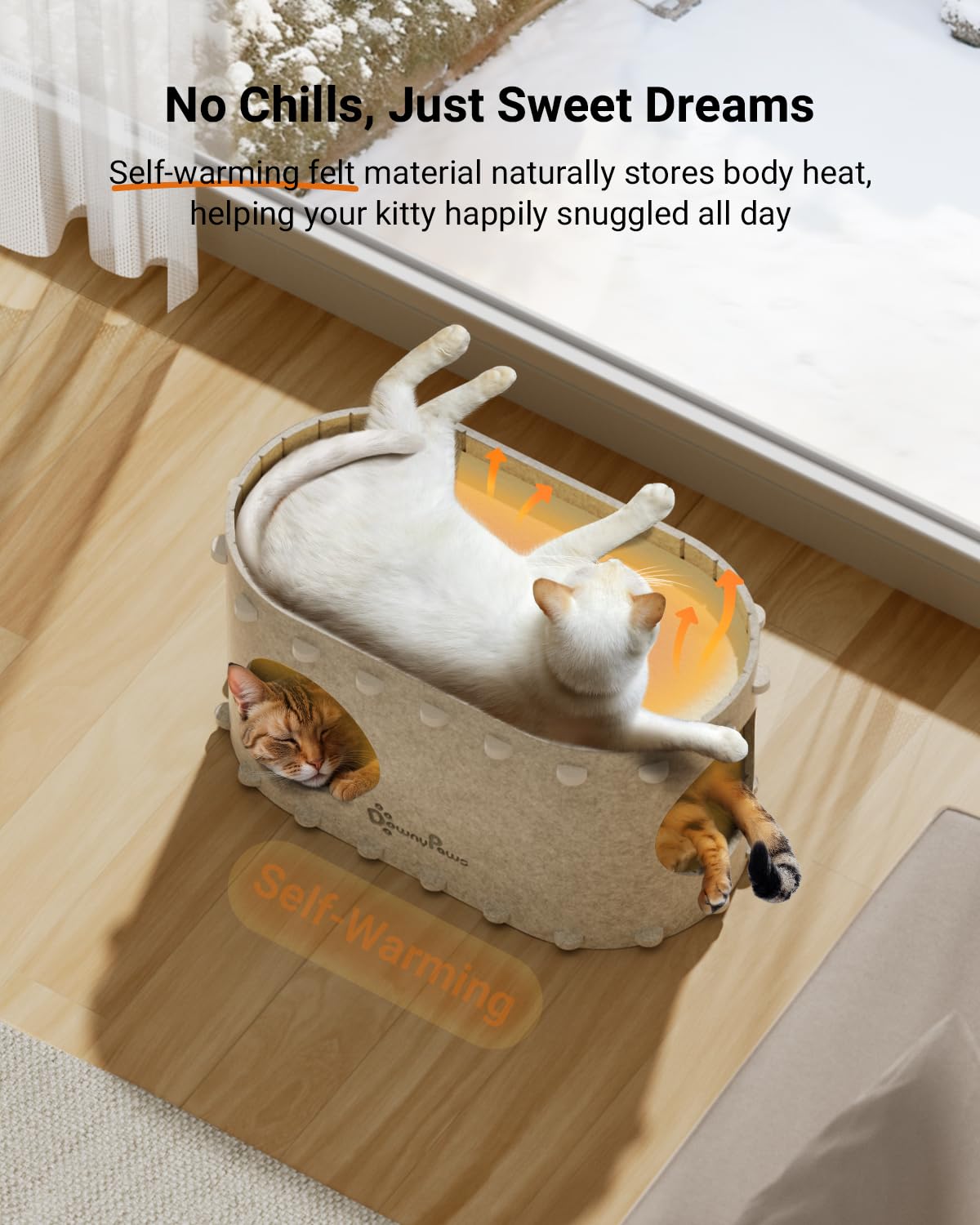 DownyPaws PeekaPurr interior entry shows secure hideaway for nap time.