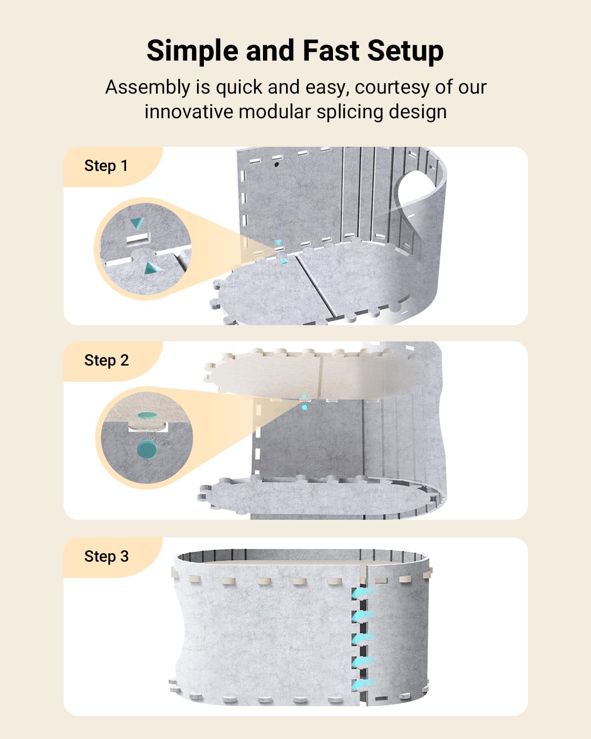 DownyPaws PeekaPurr modern marble look blends with light gray and cream decor.