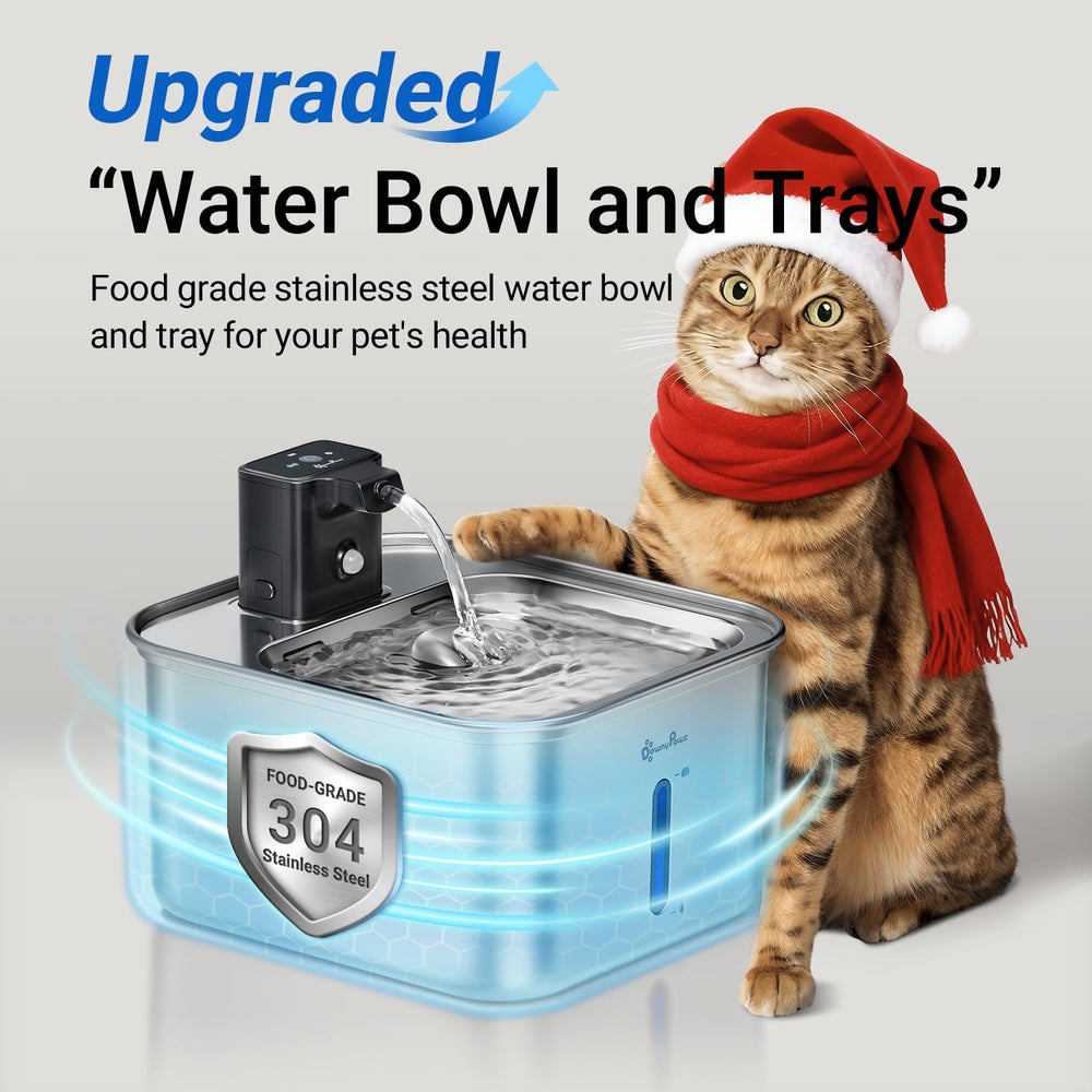 DownyPaws water fountain cordless design demonstrates flexible placement without cords.