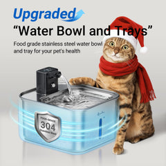 DownyPaws water fountain cordless design demonstrates flexible placement without cords.