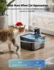 DownyPaws water fountain motion-sensor-activated shows water flow when cats approach for engaging hydration