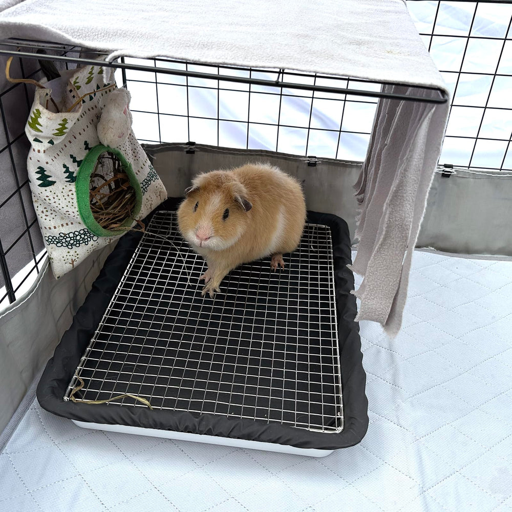 DOZZOPET Guinea Pigs Litter Box assembly view shows easy setup and quick liner swap.
