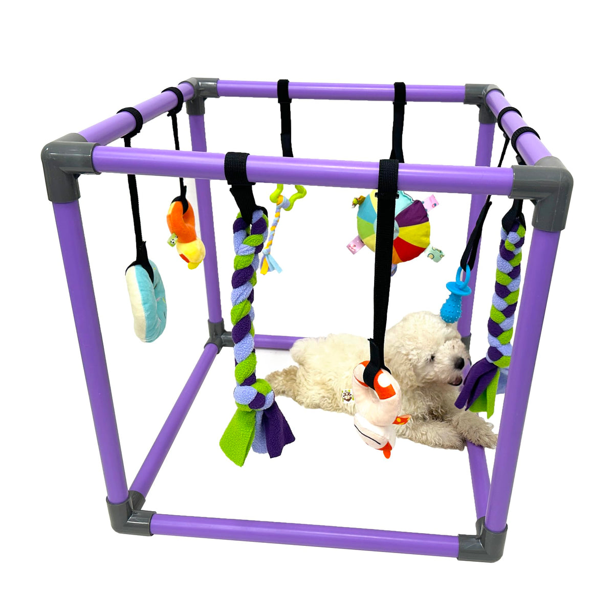 DOZZOPET Puppy Play Gym frame with durable PVC for safe indoor puppy fun.