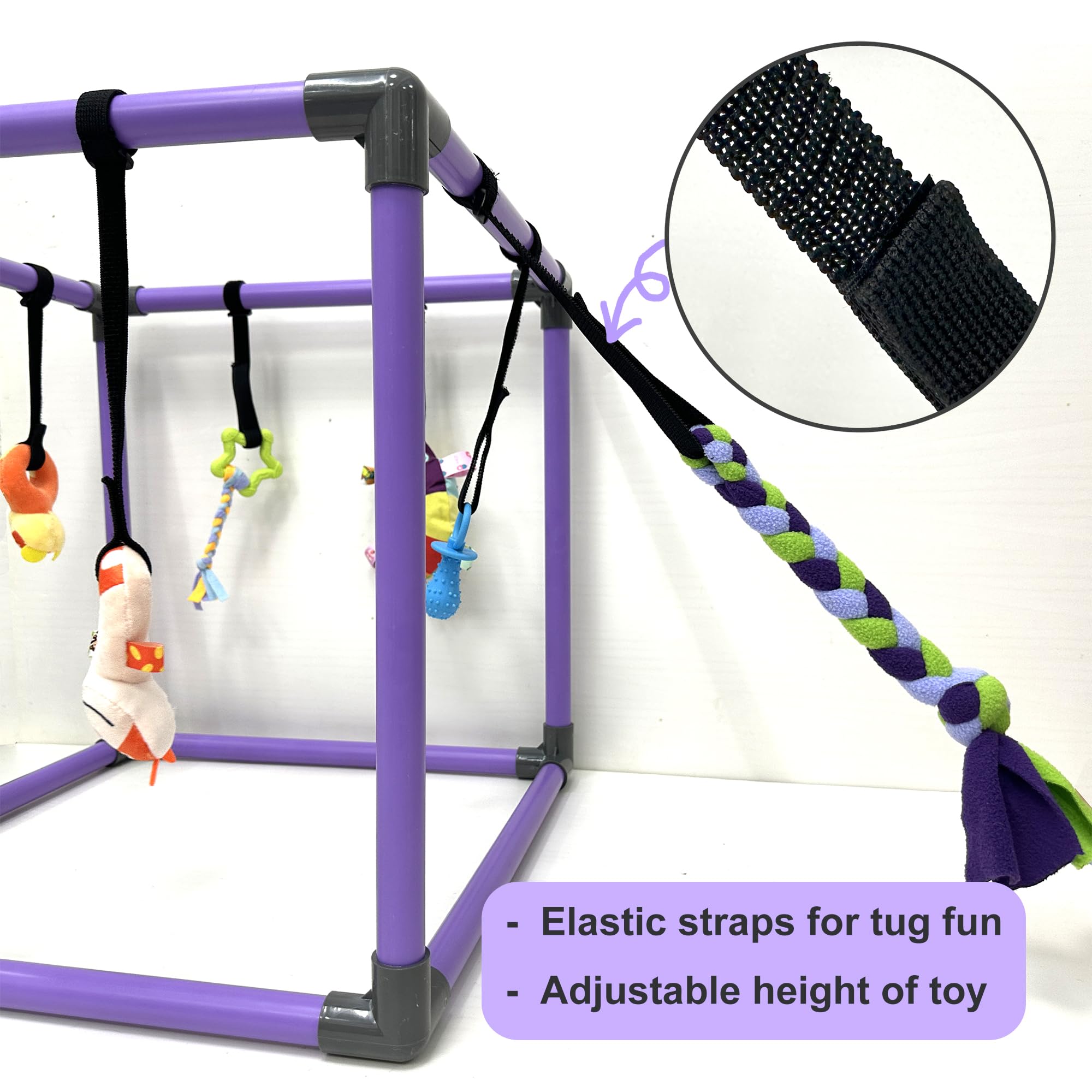 DOZZOPET Puppy Play Gym hanging toys offering eight engaging options for mental stimulation.