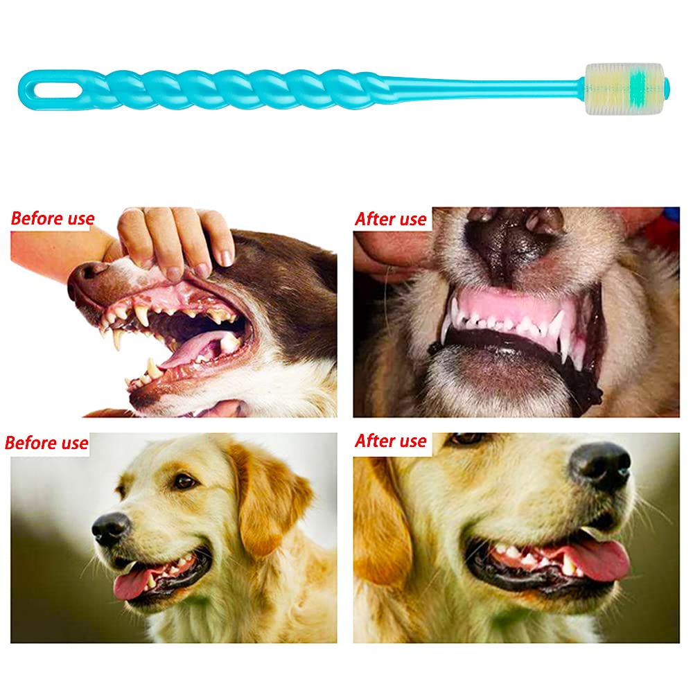 DQITJ 7-inch toothbrush size fits small dog and cat mouths.