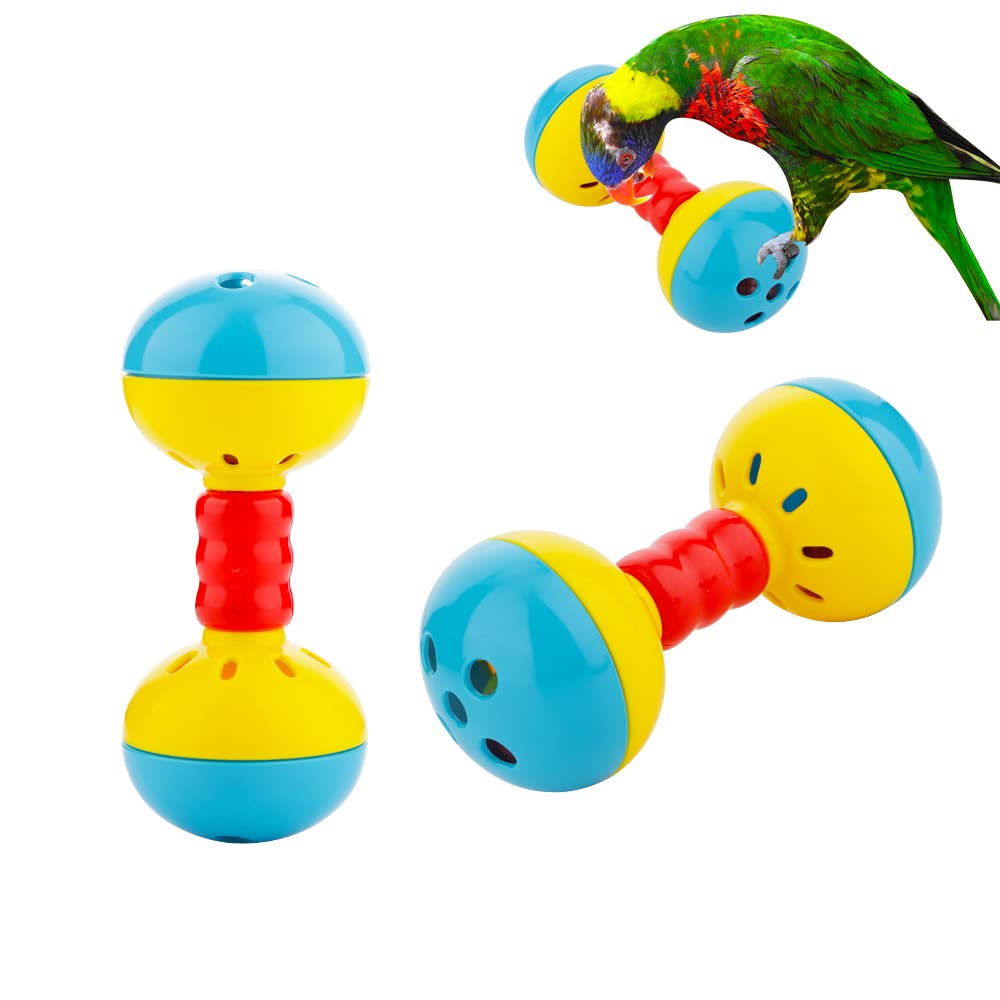 DQITJ bird barbell dumbell toy front view shows bright colors for small birds engagement