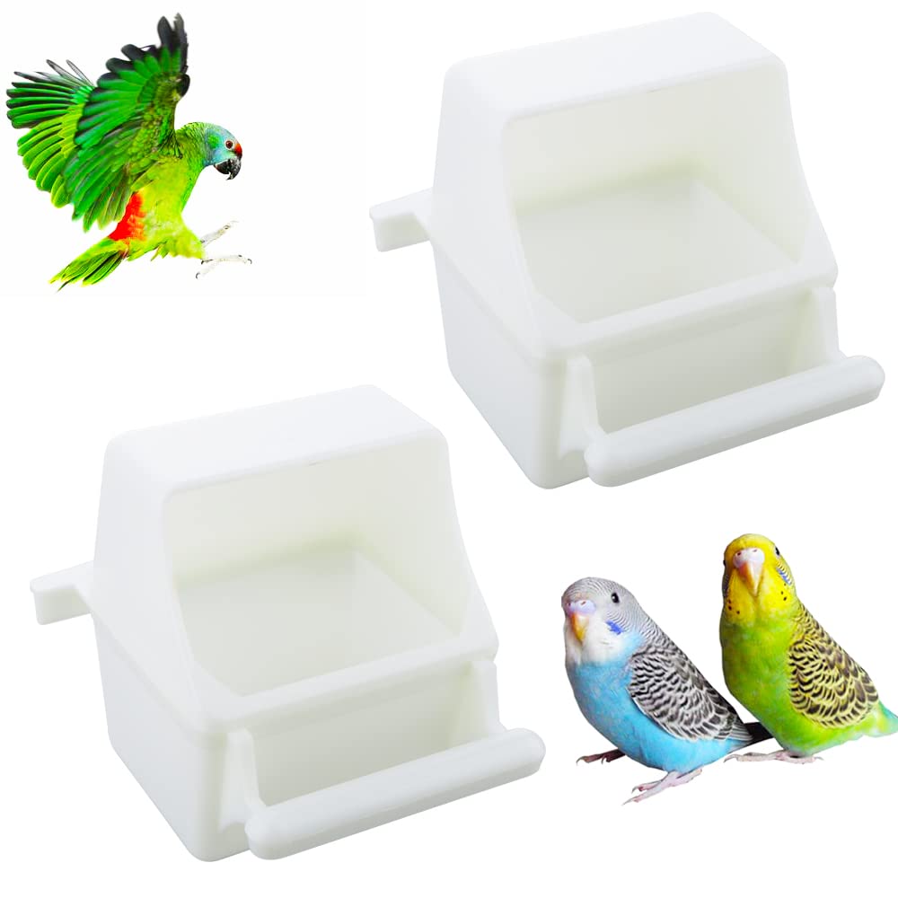 DQITJ bird slot feeder front view with anti-spill design for clean cages