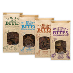 Dr. Becker's Bites beef bites close-up for training rewards and protein snack